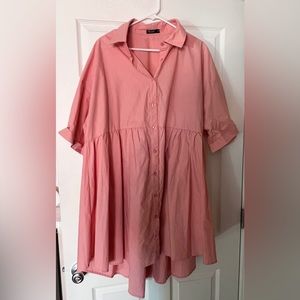 SHEIN pink oversized button-down dress